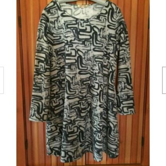 Aryeh Knit Geometric Long Sleeve Black/Grey/Blue S - Picture 1 of 5